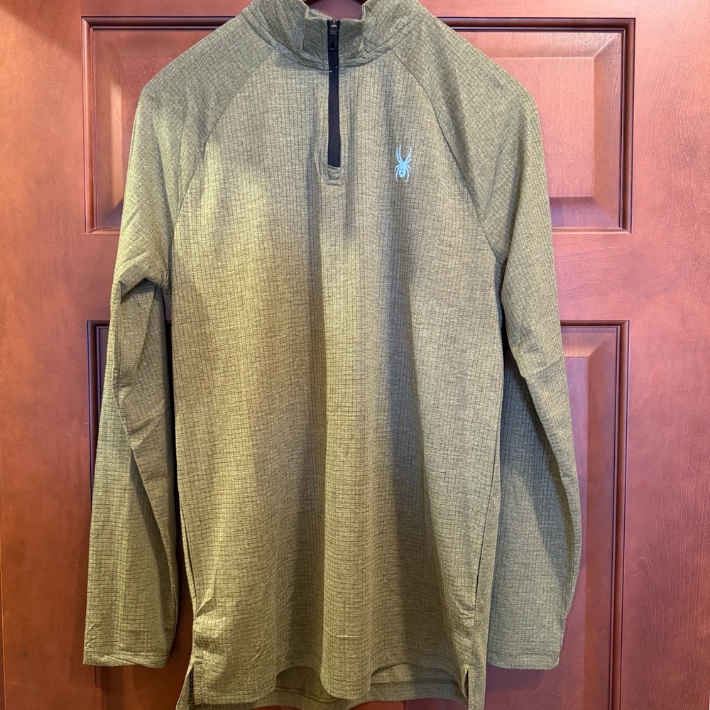 Spyder Womens Medium Olive Active Quarter-Zip Pullover Proweb Lightweight Waffle